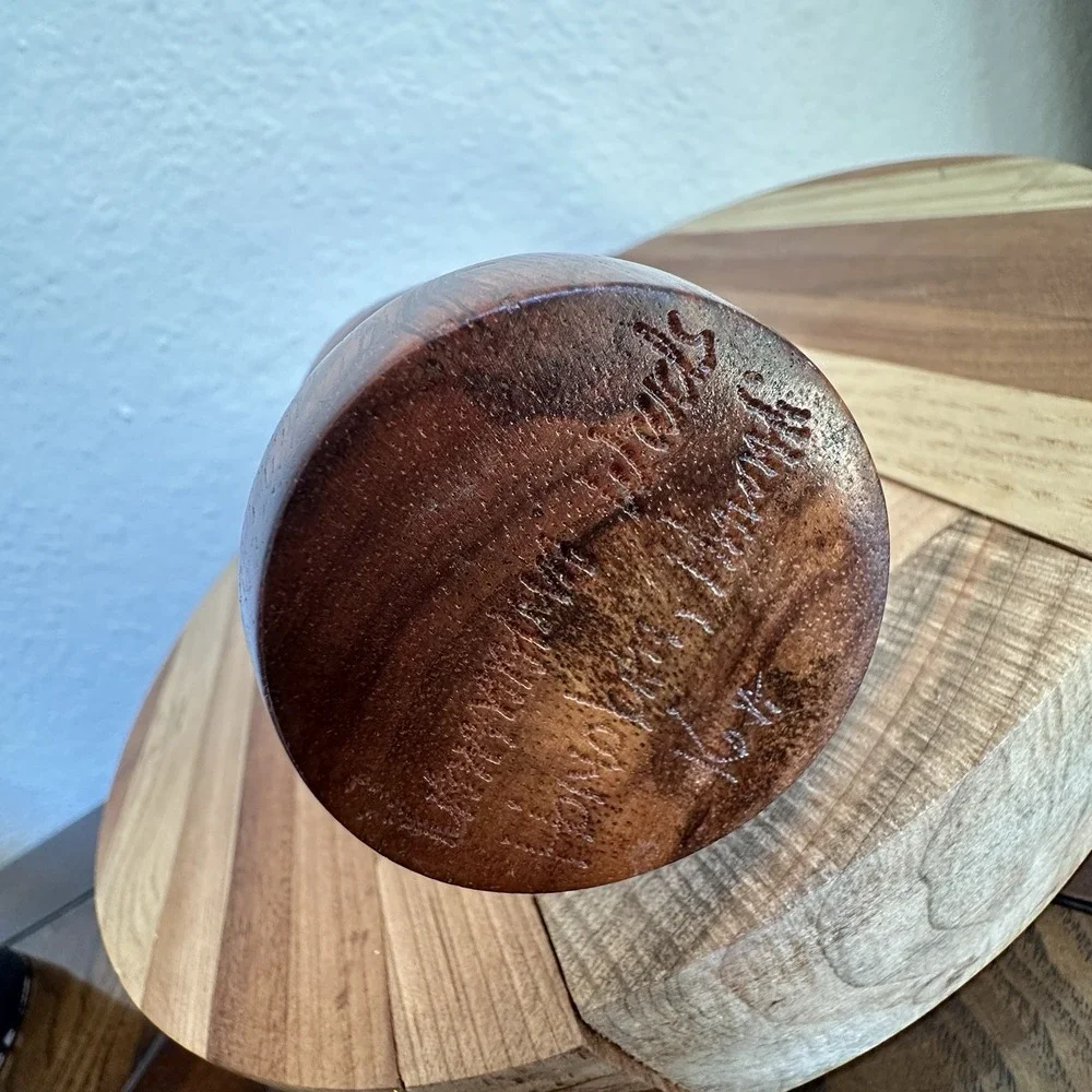 VTG Artisan Crafted Handmade Banded Wood Grain Vase 5.875 Inch Signed MCM Smooth